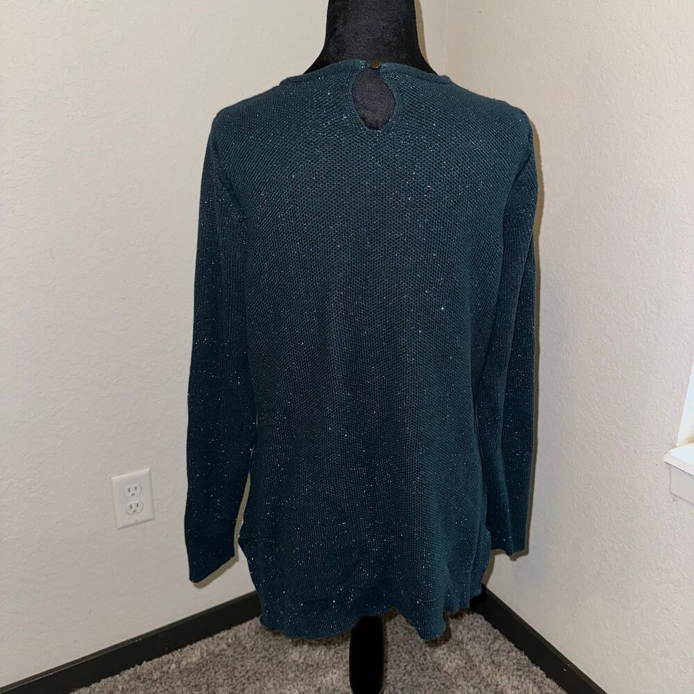 Simply Vera Wang‎ Glitter Crewneck Sweater Women's Size XL Teal Blue Gently Used - Picture 2 of 7